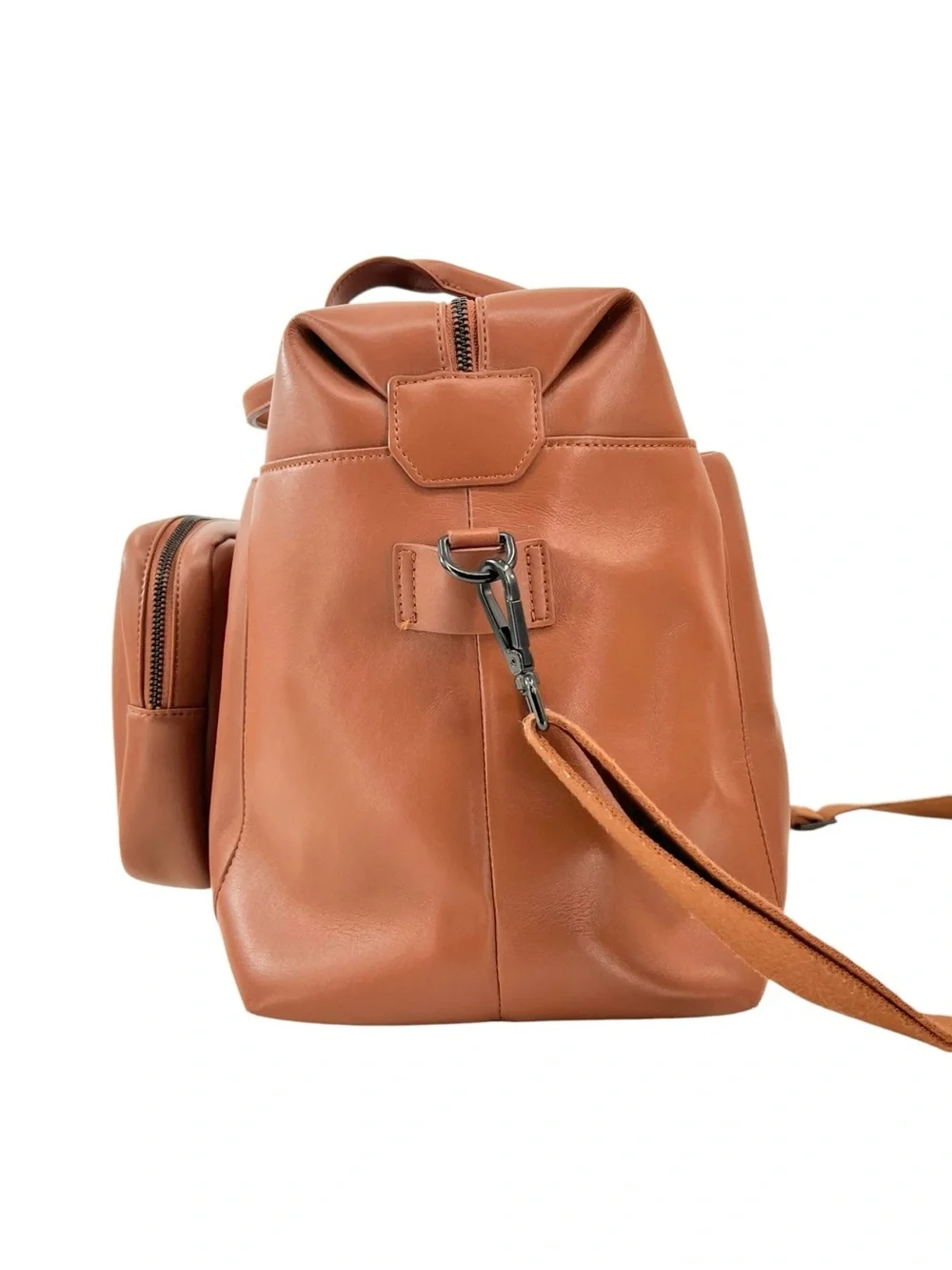 MONOS Metro Duffle - Brown Faux Leather Shoulder Strap Unisex Duffel Travel Bag